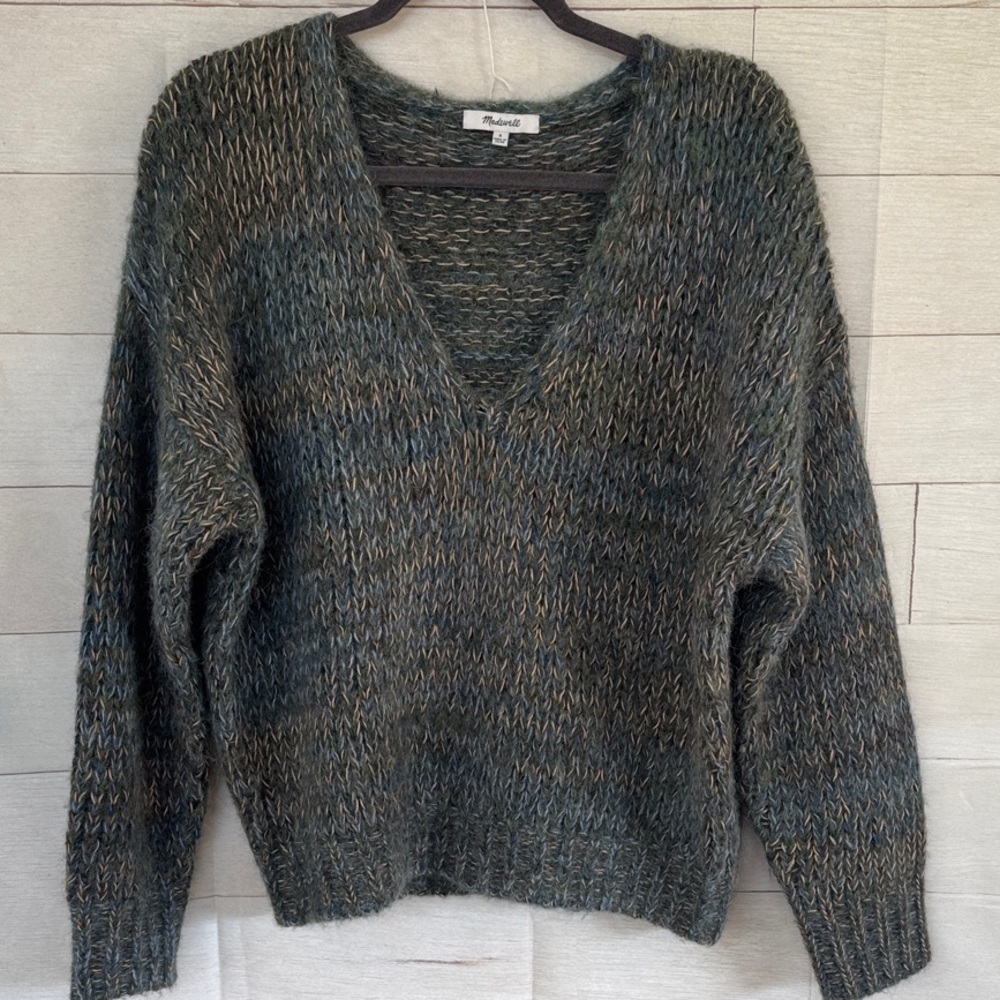 Madewell V-Neck Sweater - Dark Gray size small